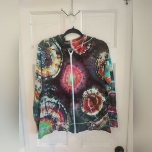 Psychedelic ice tie dye zip up hoodie